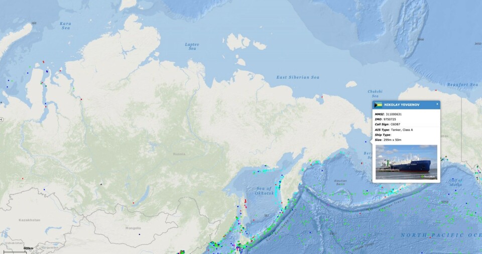 The Nikolay Yevgenov on the 19th of January 2021