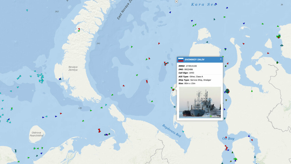 A dredger is operating in the Kharasavey terminal area