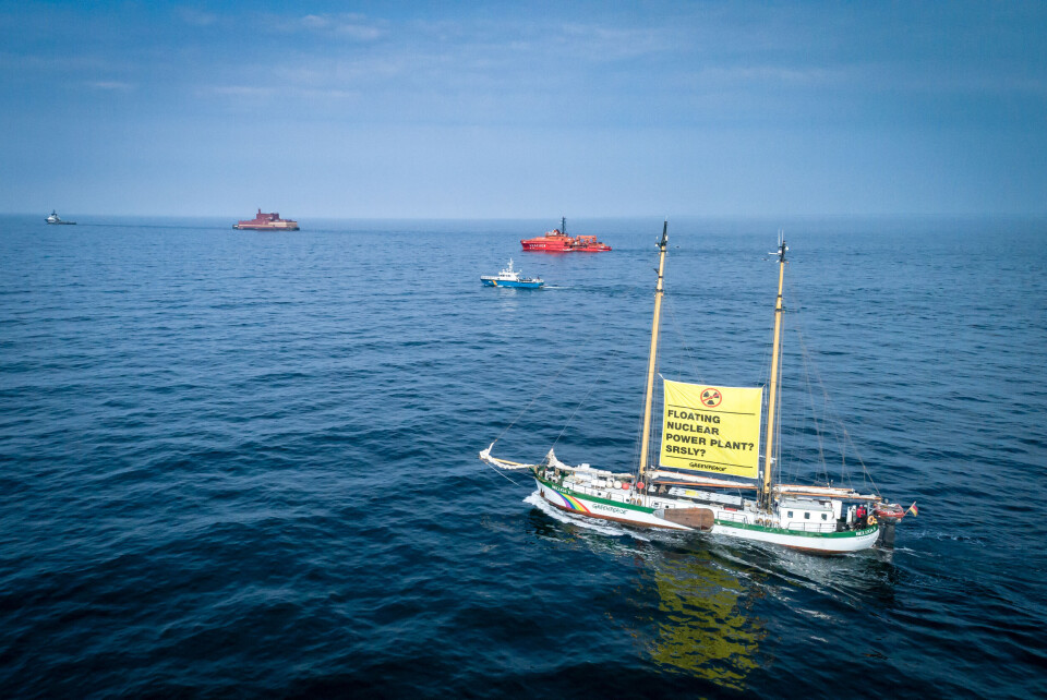 Greenpeace protest against floating nuclear power plant “Akademik Lomonosov”. Photo: Christian Åslund, Greenpeace