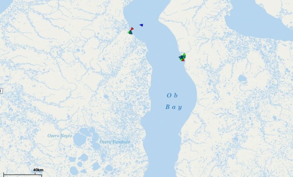 A significant number of ships were in late March delivering goods at the Utrenneye Port on the eastern bank of the Ob Bay.