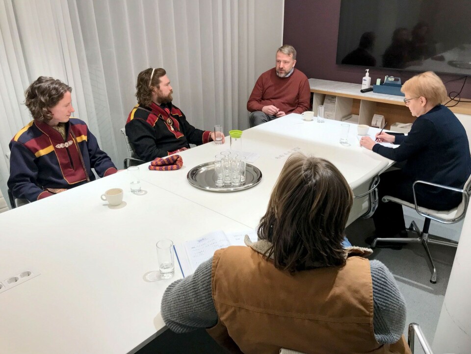 Áslat Holmberg and Niillas Beaska in meeting with ST1. Photo: Kukka Ranta