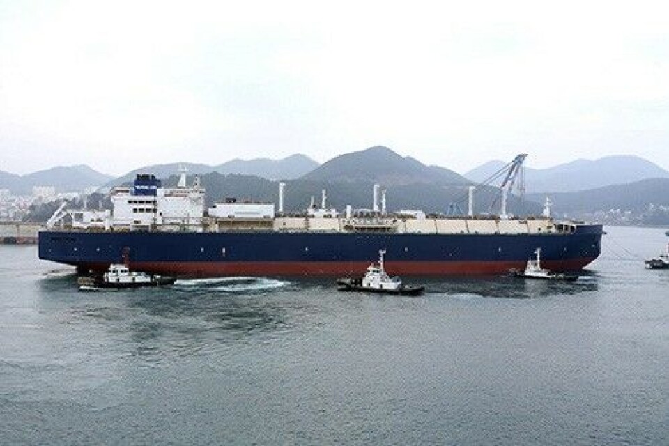 The first Yamal LNG tanker on the water by the DSME yard in South Korea. Photo: abb.ru