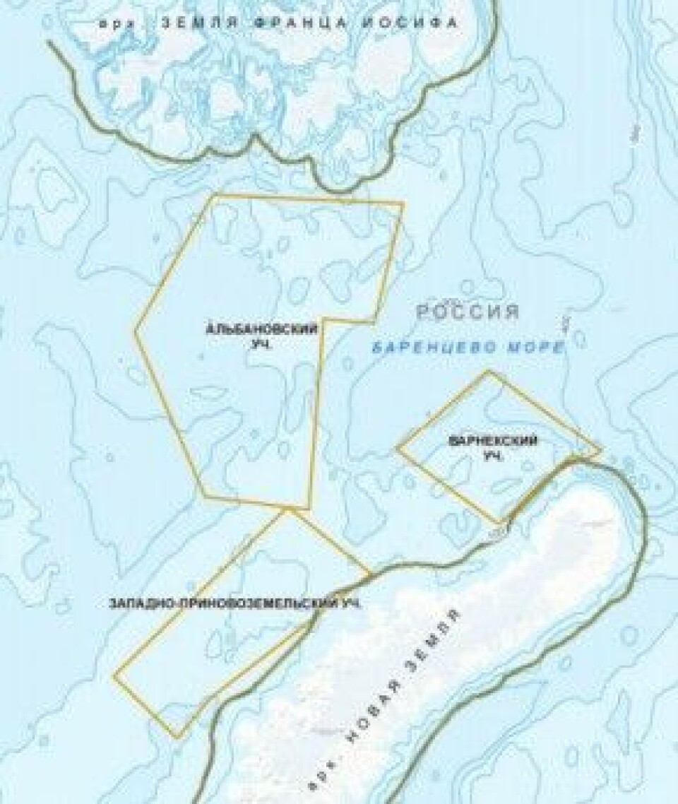 Rosneft licenses in the Barents Sea. Map: karaseaovos.ru