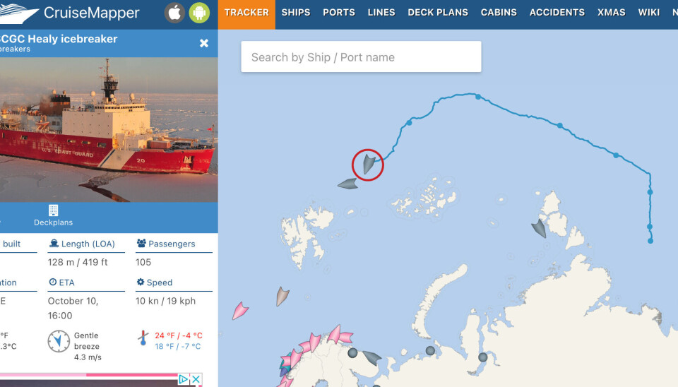Screenshot from Cruisemapper.com