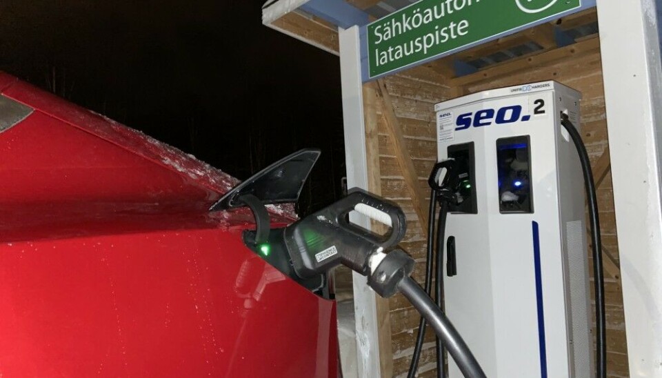 Electric car charger in northern Finland. Photo: Thomas Nilsen