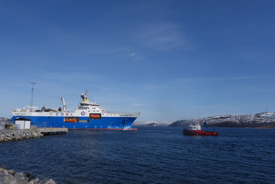 The “Hai Yang Shi You 720” docked in Kirkenes, Norway, this spring. Photo: Atle Staalesen