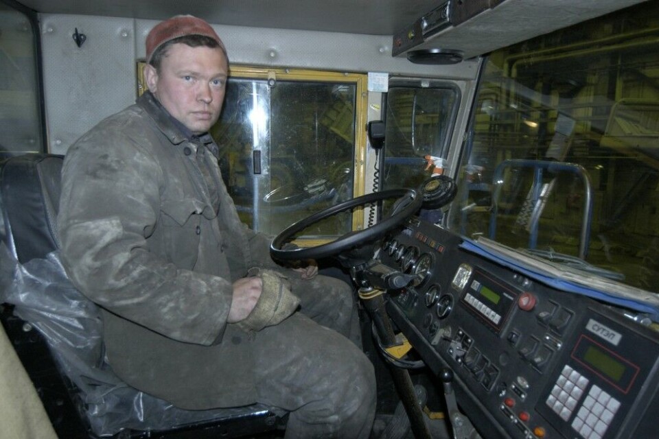 Truck driver at the apatite phosphate mine in Kirovsk on the Kola Peninsula. Photo: Thomas Nilsen