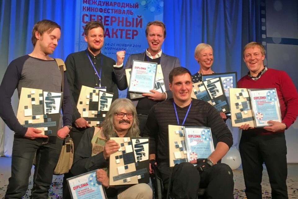 In front, from left: Andrei Sychev and Andrei Zelenov, both from Russia. In the back: Håkan Holmberg, Sweden, Simen Braathen, Mattias Høyem, Benedikte Bredesen and Per Einar Grønmo, all from Norway. Photo: Hilde Korsæth