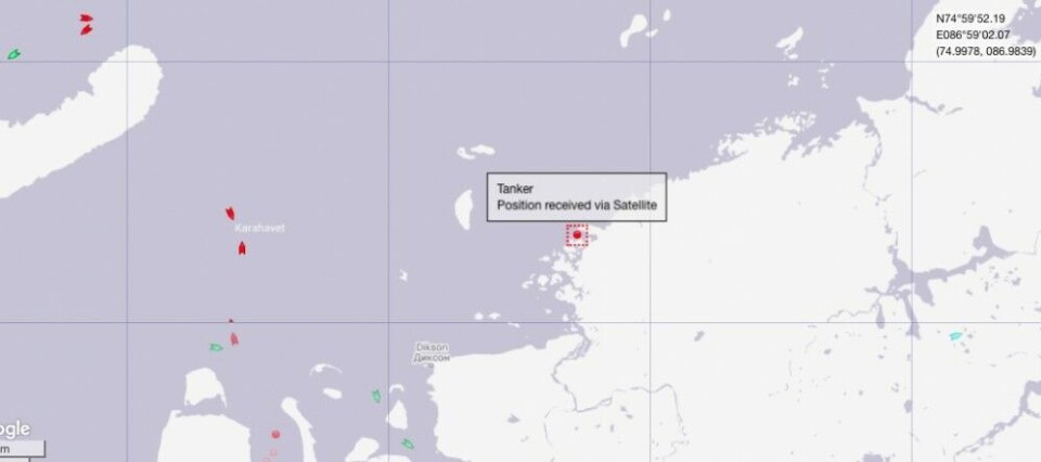 The «Boris Sokolov» along coast of Taymyr. Map by MarineTraffic