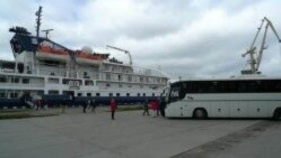 Cruise vessel making port call to the Fishery harbor in Murmansk. Photo: Thomas Nilsen