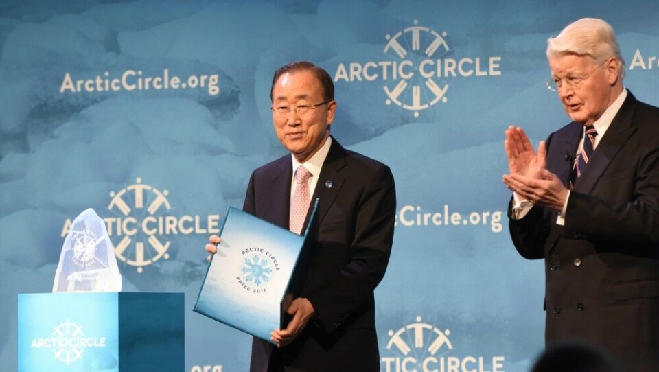 UN Secretary General Ban Ki-moon and former President of Iceland Ólafur Ragnar Grímsson. Photo: Thomas Nilsen