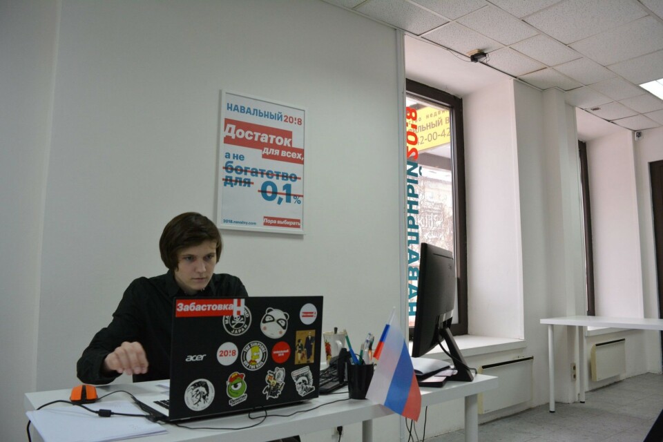 Dima is volunteer at the Navalny office in Murmansk. Photo: Atle Staalesen