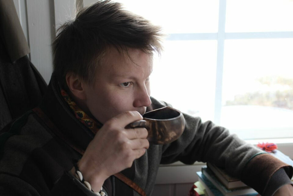 Holmberg told about his sixth book of poetry at the Conference on Sámi Oral Heritage on 23 May 2018. Photo: Linnea Rasmus / Yle