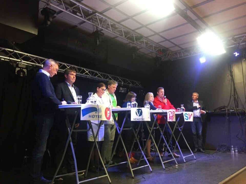 Progress Party representative Bengt Rune Strifeldt (second from left) and Center Party Geir Adelsten Iversen (4th from left) are among the big winners in Northern Norway. Photo: Atle Staalesen