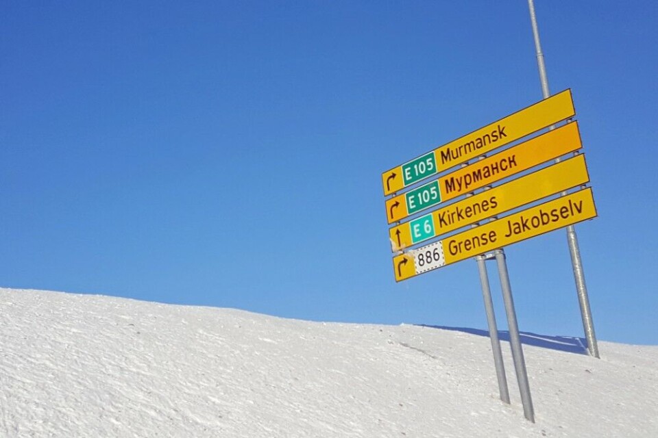 E105 meets E6 at Hesseng on the Norwegian side of the border. Photo: Thomas Nilsen