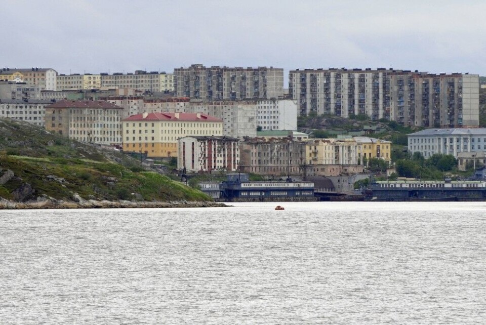 Shabby apartment blocks in the closed town of Polyarny on the coast of the Barents Sea. Photo: Thomas Nilsen