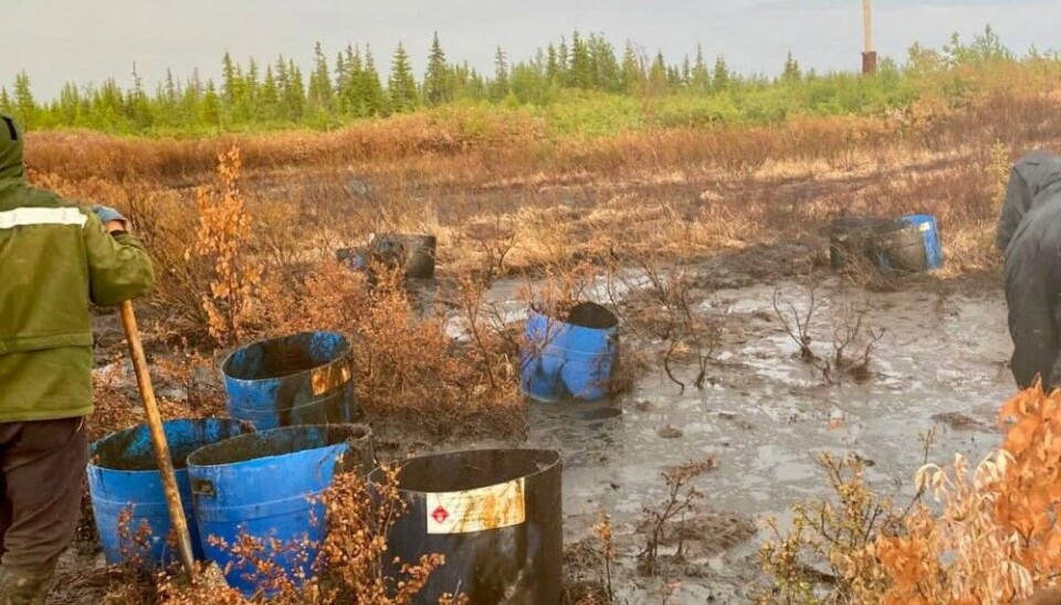 It is very difficult to clean up the oil from the swamp and taiga nature in Russia's northern Komi Republic. Photo from the Telegram channel of Rospotrebnadzor / Svetlana Radionova