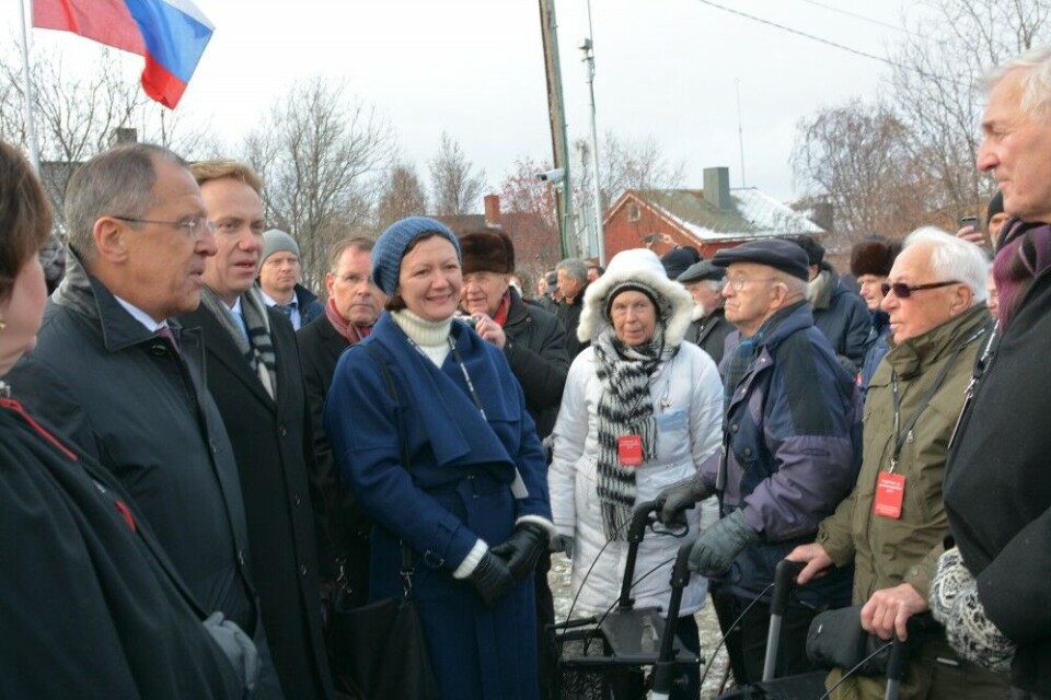 Sergey Lavrov talking to World War II veterans in Kirkenes, October 2014. Photo: Thomas Nilsen