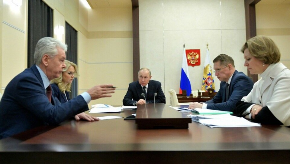 Sobyanin (left) heads Russia’s official coronavirus response body. Photo: Kremlin.ru
