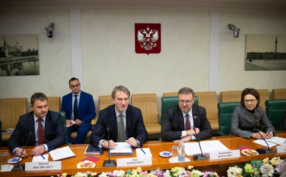 Konstantin Kosachev and Mikhail Bochkarev in meeting with Norway’s Ambassador to Russia. Photo: Council.gov.ru