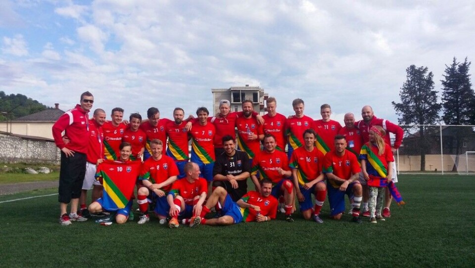 The Sapmi National Team meets Luhansk in the CONIFA European Football Cup. Photo: Fa Sapmi on Facebook