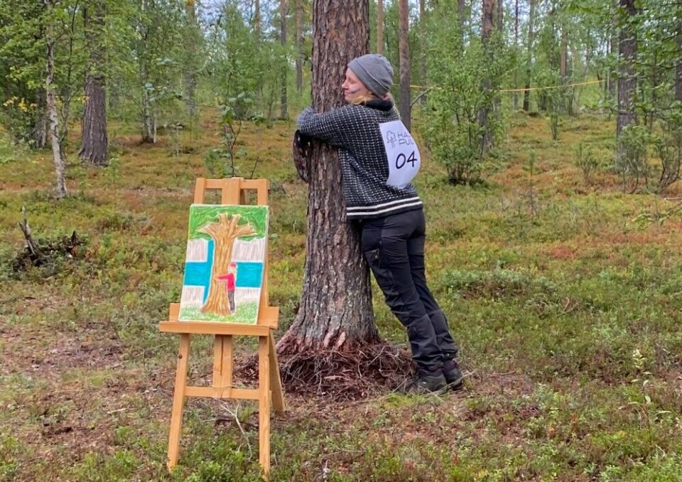 The Finnish participant in the tree hugging. Photo: Saara-Maria Salonen