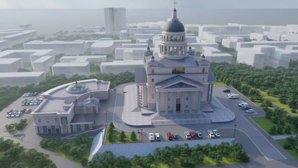 The projected cathedral located at the hill of Burkova Street in Murmansk.