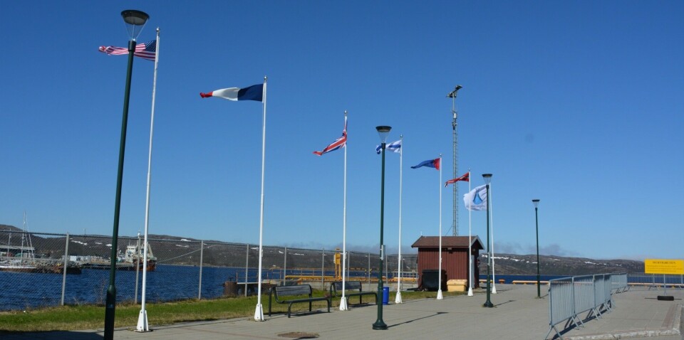 The German flag is missing after Russian 9th of May gig at the Kirkenes Seaport. Photo: Atle Staalesen