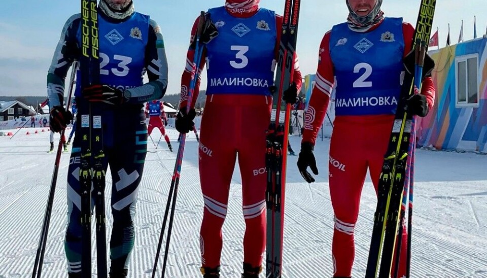 Winner of the 24th of February race. Aleksandr Bolshunov ahead of Sergei Ustryugov and Ilya Semikov. Photo: RussianSkiTeam at VK