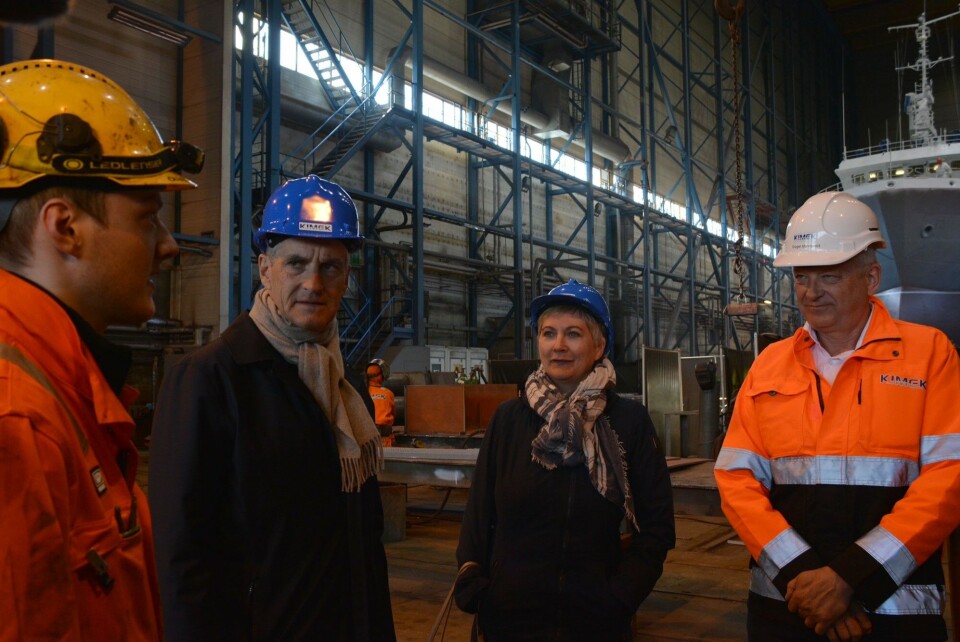 Jonas Gahr Støre visits the KIMEK yard in Kirkenes. Photo: Atle Staalesen