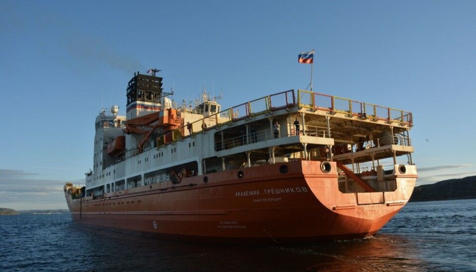 The Akademik Tryoshnikov is on its way to far northern waters with new crew for research platform “Severny Polyus-41.” Photo: Atle Staalesen