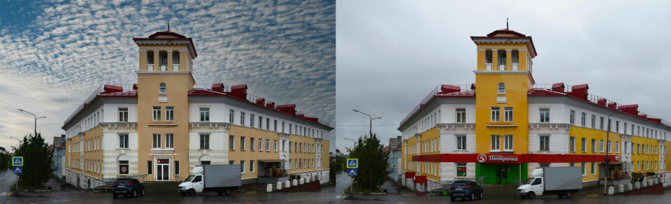 The town of Nikel, the way it looks today (right) and the way it is to look according to the Arctic “design code” (left). Ministry report