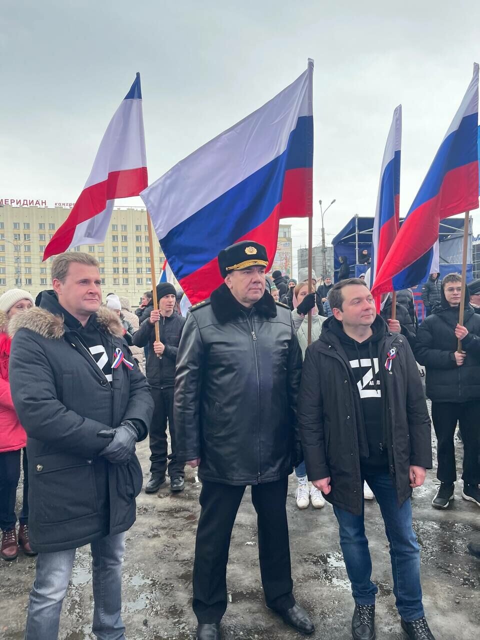Слева направо: министр по развитию Дальнего Востока и Арктики Алексей Чекунков, командующий Северным флотом Александр Моисеев и губернатор Мурманской области Андрей Чибис. Фото: телеграм-канал Андрея Чибиса