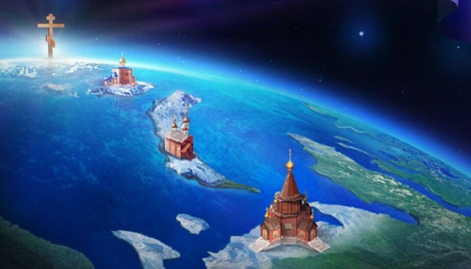 Арктическая экспансия Русской православной церкви. На иллюстрации, размещенной на сайте возглавляемой епископом Иаковым епархии (orthodox-arctica.ru), показаны планируемые храмы и часовни в Ненецком автономном округе, на Новой Земле и Земле Франца-Иосифа, а также крест на Северном полюсе.
