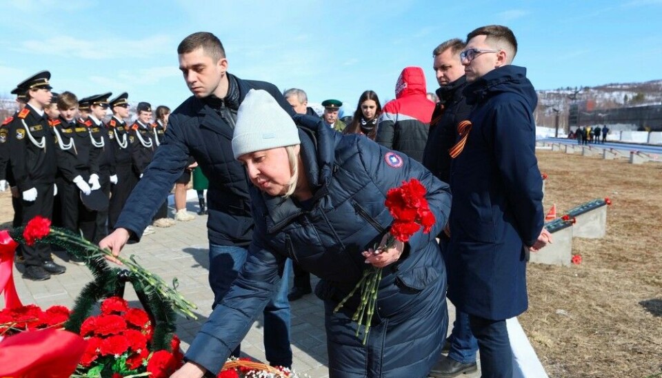 Lyubov Cherepanova takes part in military ceremony in Kola Peninsula. Photo: Cherepanova on social media VK