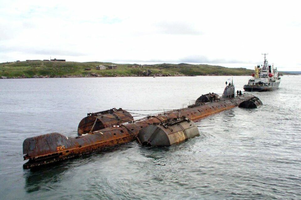 This photo of K-159 was taken just hours before the vessel sank in the Barents Sea. Photo: Bellona