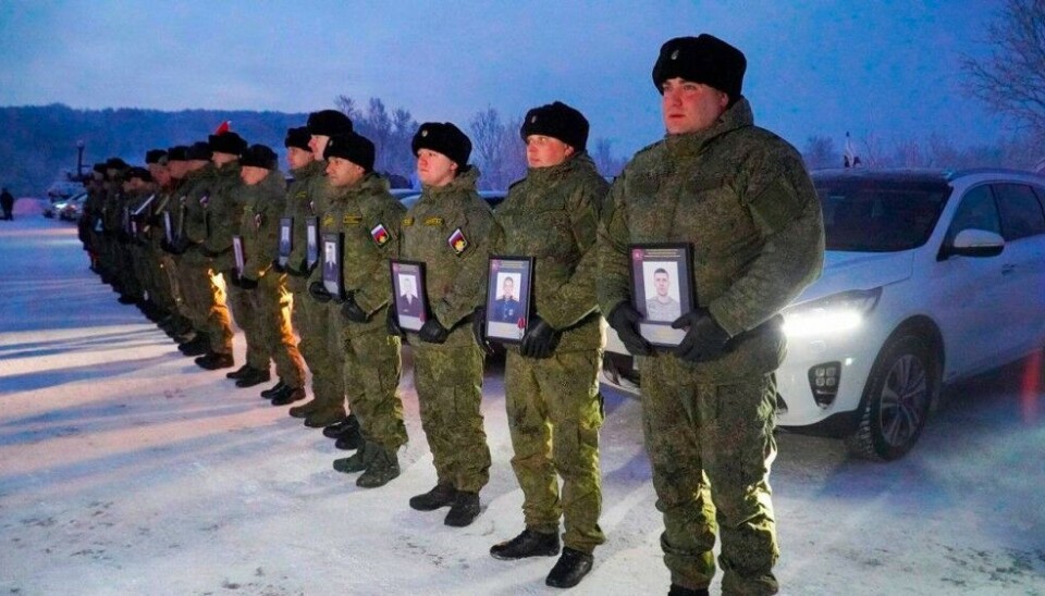 Soldiers from the 61st Naval Infantry Brigade in Sputnik during a visit by Cherepanova and other dignitaries in fall 2023. Photo: Cherepanova on VK