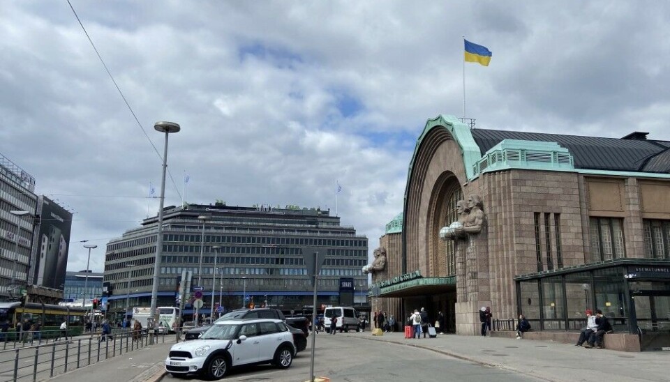 Helsinki takes a clear stand against Russia's war aggression in Ukraine. Here, the central railway station. Photo: Thomas Nilsen