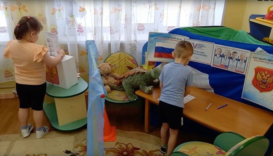 Kindergarten No 4 in Polyarnye Zori held presidential "election." Photo: Kindergarten No 4 on VK