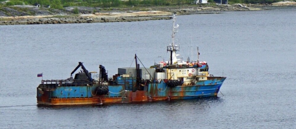 Snow crab fishing vessel 'Karla Faye' at anchor outside Kirkenes. Photo: Thomas Nilsen