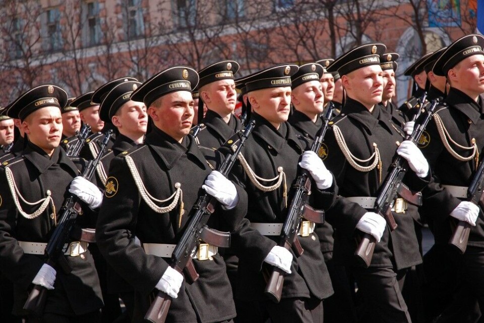 Northern Fleet soldiers in Victory Day parade in Murmansk. Photo: Trude Pettersen