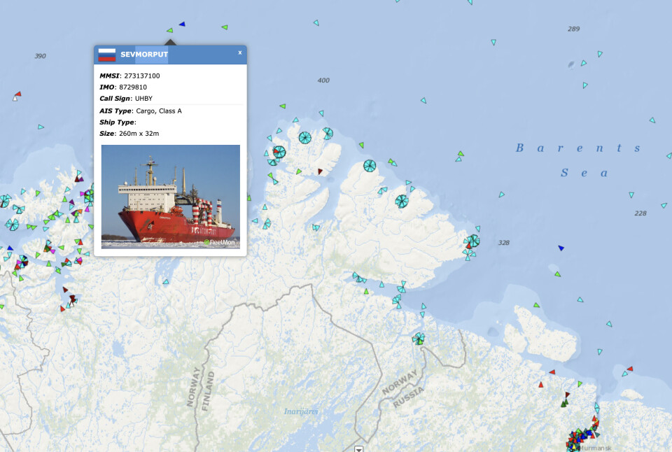 Screenshot from exactEarth ShipView