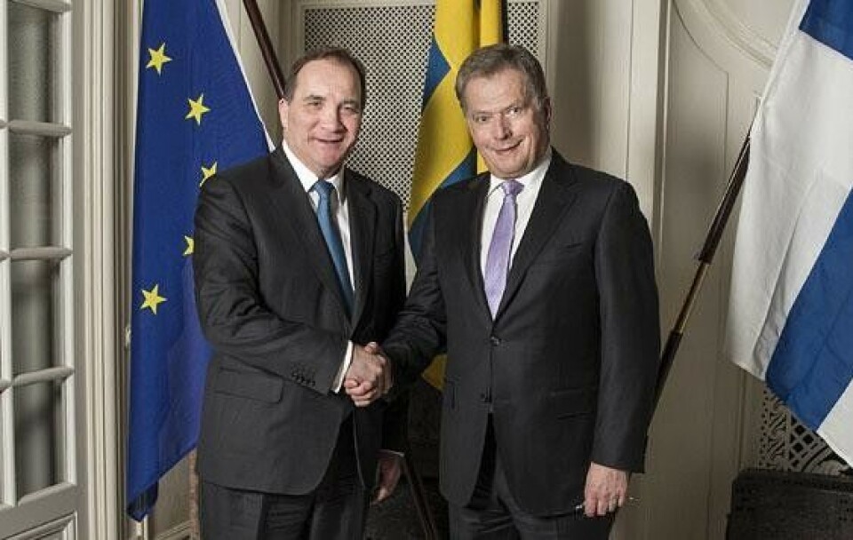 President of Finland Sauli Niinistö (right) met Prime Minister of Sweden Stefan Löfven (left) in Stockholm on Saturday, 30 April. Photo: Ninni Andersson/Regeringskansliet