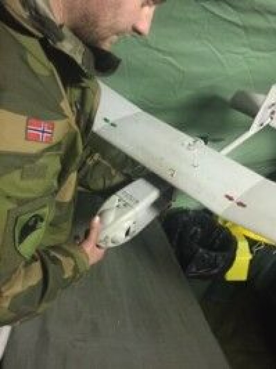 The damaged Raven drone. Photo: Forsvaret.no