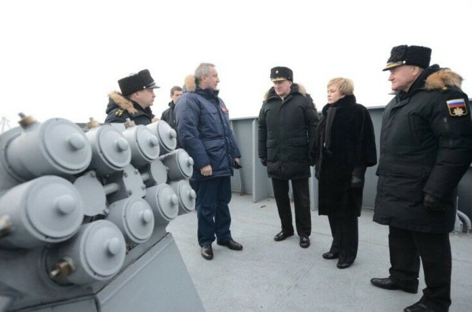 Deputy PM Dmitry Rogozin visits aircraft carrier 'Admiral Kuznetsov' and new frigate 'Admiral Gorshkov'. Photo: Twitter.com/Rogozin