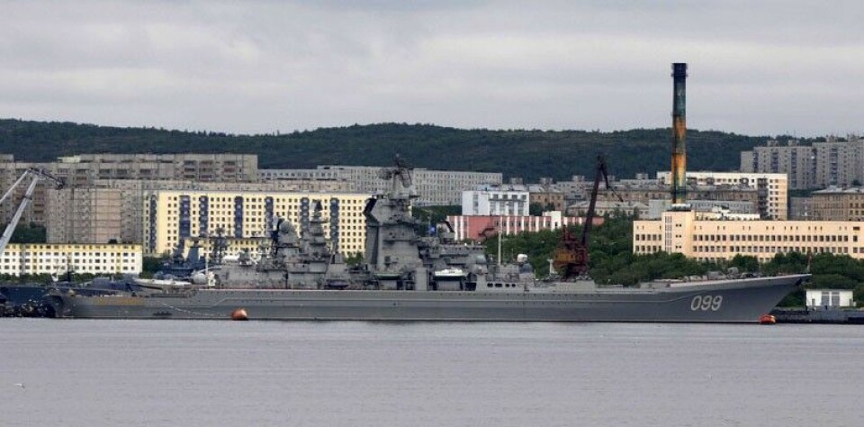 'Pyotr Velikiy' at port in Severomorsk on the Kola Peninsula. Photo: Thomas Nilsen