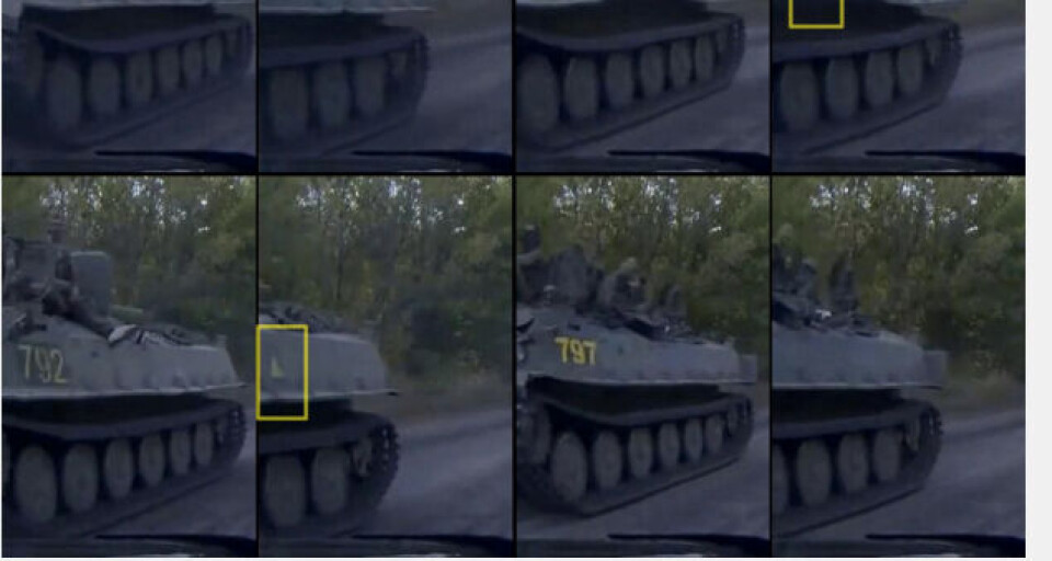 Vehicle 797 captured on film in Donbass in August 2014. Screenshot from LiveJournal