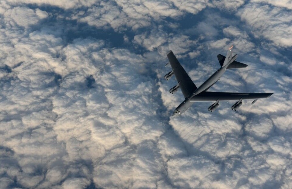 This photo of the US Air Force's B-52 strategic bomber was taken Monday during the exercise. Photo: Staff Sgt. Katherine Thornton / U.S. Air Force