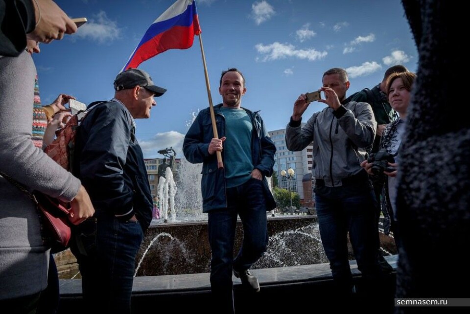 Grigory Kablis takes part in local protest in Syktyvkar, Komi Republic. Photo: Kirill Shein, 7x7-journal.ru