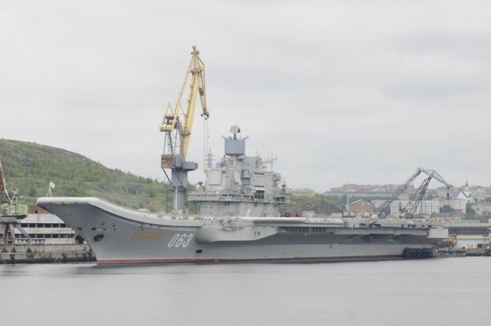 'Admiral Kuznetsov' is the Navy's only aircraft carrier. Here at port in Murmansk. Photo: Thomas Nilsen
